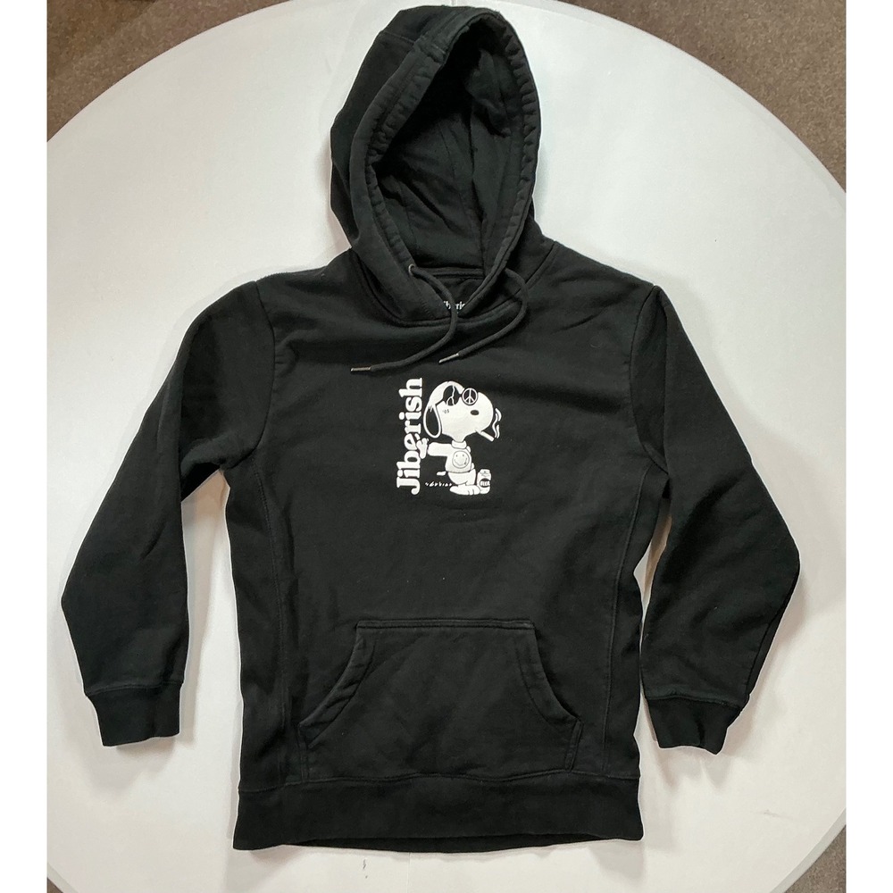Y2K VTG Jiberish Hoodie Graphic Cartoon Dog Streetwear Skate Pullover L Black